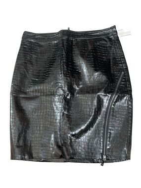 Guess Maleka Black Faux Croc Pencil Skirt with Diagonal Zip